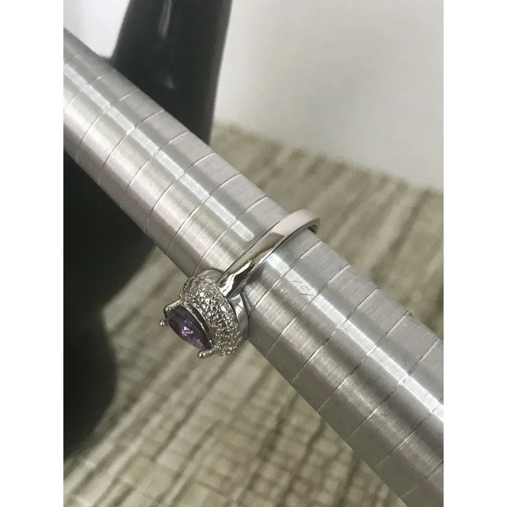 JS Lab Created Purple Stone Size 7 Rhodium‎ Plated PRETTY
